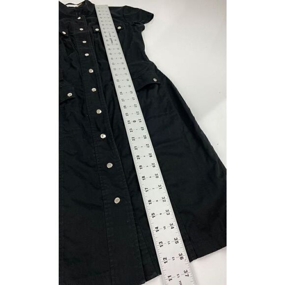 Calvin Klein Button Up Short Sleeve Midi Dress Womens 6 Black Business Casual BD - Picture 8 of 8